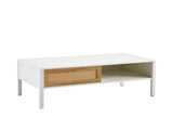 40.16" Rattan Coffee table, sliding door for storage, metal legs, Modern table for living room , 60773327