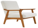 Solid Wood Armrest Teddy Velvet Simple Single Indoor Lounge Chair Backrest Creamy-White 76732988