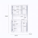 ZNTS 71" Kitchen Pantry Storage Cabinet with Microwave Oven Countertop, Freestanding Hutch Cabinet with W282132412