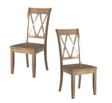 ZNTS Casual Brown Finish Side Chairs Set of 2 Pine Veneer Transitional Double-X Back Design Dining Room B01143556