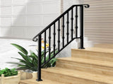Matte Black Outdoor 3 Level Iron Handrail 85809583