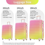 Hardshell Luggage Sets 3 Piece Gradient Color Expandable Suitcase with Spinner Wheels and TSA Lock N732P184448U