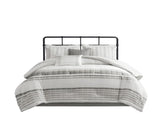6 Piece Cotton Jacquard Oversized Comforter Set White/Grey Full B035128777