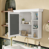 35'' x 28'' White Wall Mounted Bathroom Storage with Mirror Door, Modern Bathroom Wall N710P196545K
