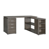 L-Shape Office Desk With Drawers and Shelves, Weathered Grey B016P163558