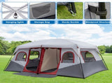 10 Person Family Cabin Tent, 2 Room Huge Tent with Storage Pockets for Camping 85333487