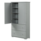 ZNTS Wide Bathroom Storage Cabinet, Freestanding Storage Cabinet with Two Drawers and Adjustable Shelf, WF312729AAE