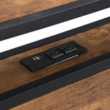 King Size Metal Platform Bed Frame with Wooden Headboard and Footboard with USB LINER, No Box Spring W311119789