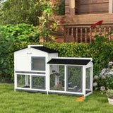 ZNTS 62" Rabbit Hutch, Wooden Bunny Hutch, Guinea Pig Cage, Small Animal Enclosure with Run Area, 32469673