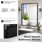 36x30inch Glossy Black Bathrooms For Wall Rectangle Vanity Corner Hangs Farmhouse W2091P214073