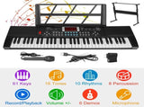 61 Key Kids Piano Toy with Adjustable Stand & Microphone - Multifunctional Electronic Keyboard with 87964547