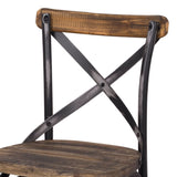 Antique Black and Antique Oak Bar Stool with Cross Back B062P181304