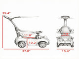 3-in-1 Kids Push Sliding Car with Music & Horn, White Toddler Ride-On with Removable Handle & Canopy 50462401