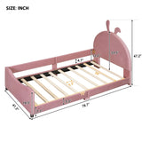 Twin Size Upholstered Daybed with Rabbit Ear Shaped Headboard, Pink WF308907AAH