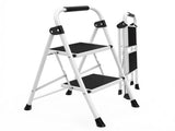 Step ladder, 2-Step Ladder Stool, 800lbs Capacity, Anti-Slip Treads & Handles, Foldable , Grey/Black 96342554