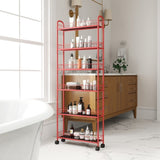 Red 6-Tier Rolling Cart Gap Kitchen Slim Slide Out Storage Tower Rack with Wheels,6 W2167P195981