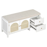TREXM Shoe Storage Bench, Vintage Shoe Bench with Storage and Cushion, Shoe Bench with Drawers and N715P245263K