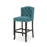 Vienna Contemporary Fabric Tufted Wingback 31 Inch Counter Stools, Set of 2, Teal and Dark Brown 64856.00T
