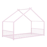 Twin Size Metal House Bed, Pink MF305886AAH