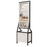 ZNTS 360&deg; Swivel Jewelry Armoire & Makeup Mirror Cabinet With 2 Bottom Drawer, Rotates Freely, Spacious W760P152287