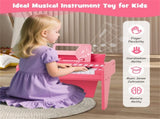 25 Keys Mini Digital Piano for Kids Age 3, Lighted Teaching Mode with 6 Tones & 15 Demo Songs-Pink 63583594