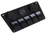 5 Gang On-Off LED Toggle Switch Panel 2USB Charger Adapter fit for Car Boat Marine 63481865