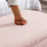Pink Storage Ottoman Bench for End of Bed Gold Legs, Modern Grey Faux Fur Entryway Bench Upholstered W1170104172