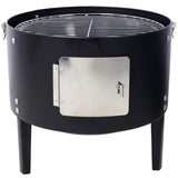 17 Inch Steel Charcoal Smoker, Heavy Duty Round BBQ Grill for Outdoor Cooking, Black W465P216801