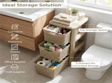 3-Drawer PP Storage Organizer Wicker Look Narrow Cabinet for Home & Office 70302972