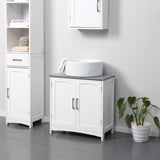 Pedestal Sink Storage Cabinet, Under Sink Cabinet with Double Doors, White-AS 93384625