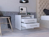 Nightstand 20"H, Two Drawers, Superior Top, Metal Handles, White B097133065
