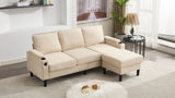 beige color knock down 3-seat combo sofa with storage ottoman for living room apartment bedroom and W2603P171561