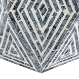 16x14x18" Hexagon Garden Stools, Unique Capiz Accent Side Table, Black/White W2078P290103