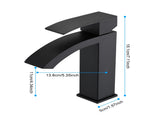 Waterfall Spout Bathroom Sink Single Handle Faucet with Pop-Up Drain 10093036