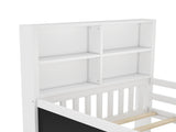 Twin Platform Bed with Chalkboard,Solid Wood Platform Bed with Storage Drawers and Shelves,Childlike W1580P362704
