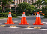 18 Inch Traffic Cones 12 Pack, Orange PVC Safety Road Cones with Reflective Collars and Stable Base 46200433