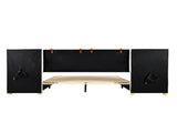 Queen Size Upholstered Platform Bed, Two Outlets and USB Charging Ports on Both Sides, Two Bedside 25985797