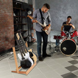 ZNTS Folding Hardwood With Corrugated Metal Guitar Stand for Electric Guitar, Bass, or Acoustic 35910596