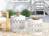 Outdoor Metal S/2 end table 73606.00WHI