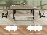 Expandable Dining Table Set for 4-8, 63" Large Extendable Kitchen Table with 2 Benches & 2 Stools, W1820P464320