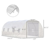 ZNTS 19' x 10' x 7 Steel Frame Walk-In Tunnel Greenhouse Garden Warm House- White-AS 52824672