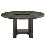 1pc Transitional Round Table with Lazy Susan Dark Brown Finish Single Pedestal Wooden Dining Room B011P207874