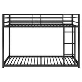 ZNTS Twin over Twin Metal Bunk Bed, Low Bunk Bed with Ladder, Black 39848515