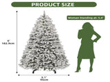 6ft Pre-lit Snow Flocked Christmas Tree with 1000 Branch Tips & 250 Lights, Christmas Pine Tree with 38625631