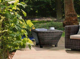 Outdoor PE Wicker Side Table with Storage, Small Patio Storage Bin Container for Hose Cushion Towel, 06931432