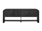 U_Style Versatile console table with Woven Wood Slats and Solid Wood Veneer,Suitable for Entryway, N711P269058B