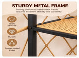 41.7" Console Table with Power Outlet, 2-Tier Hand Woven Paper Rope Shelf, Industrial Entryway Sofa 89743176