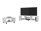 Carter 2 Piece Living Room Set, Streamlined with TV Stand and Coffee Table, White B097P474316