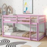 Solid Wooden, Solid Rubber Wooden Twin over Twin Loft Bed with Ladder, with Bed Platform of W504P191672