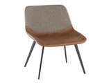 Two-Tone Chair in Black Metal with Espresso Faux Leather and Brown Fabric - Set of 2 B202P223869